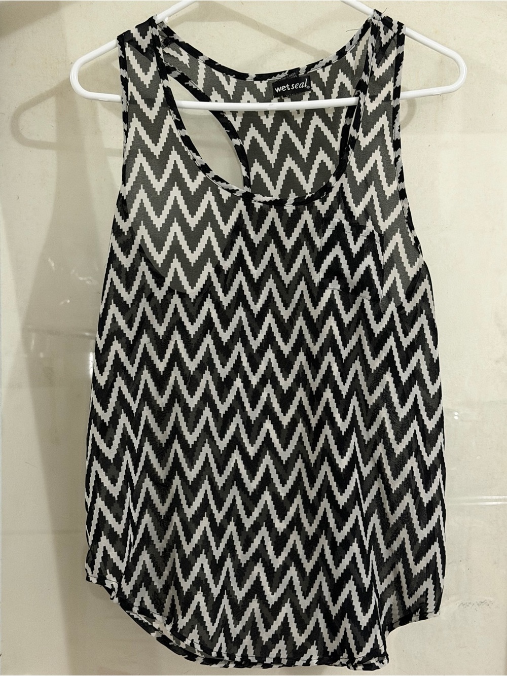 Wet Seal Black and White Chevron Tank Top